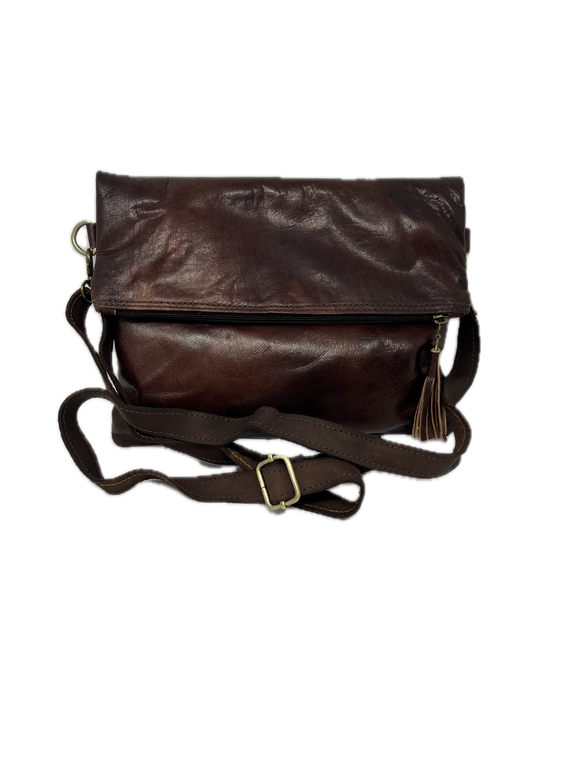 Handmade Leather Foldover Crossbody Bag
